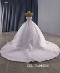 Luxury Halter White Ball Gown Wedding Dress Quincess Dress 251085|Selinadress