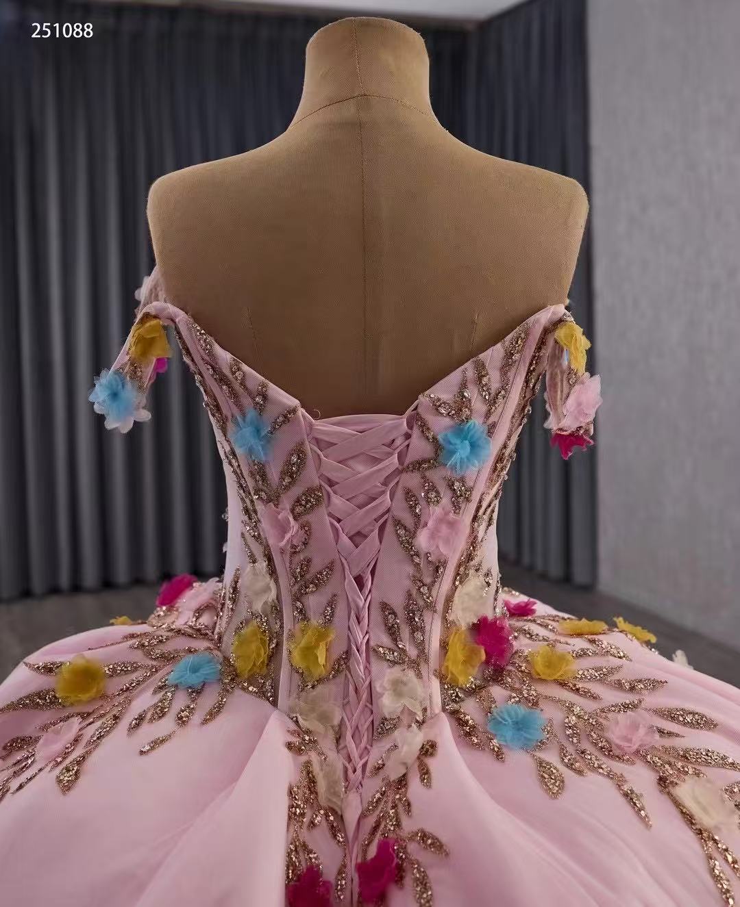 Luxury Off-the-shoulder Ball Gown With Beaded Long Prom Dress Quincess Dress 251088|Selinadress