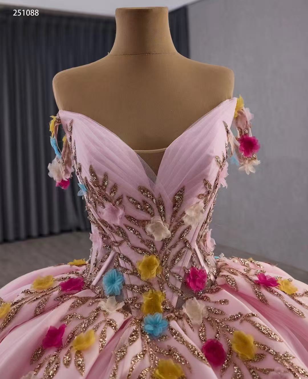 Luxury Off-the-shoulder Ball Gown With Beaded Long Prom Dress Quincess Dress 251088|Selinadress