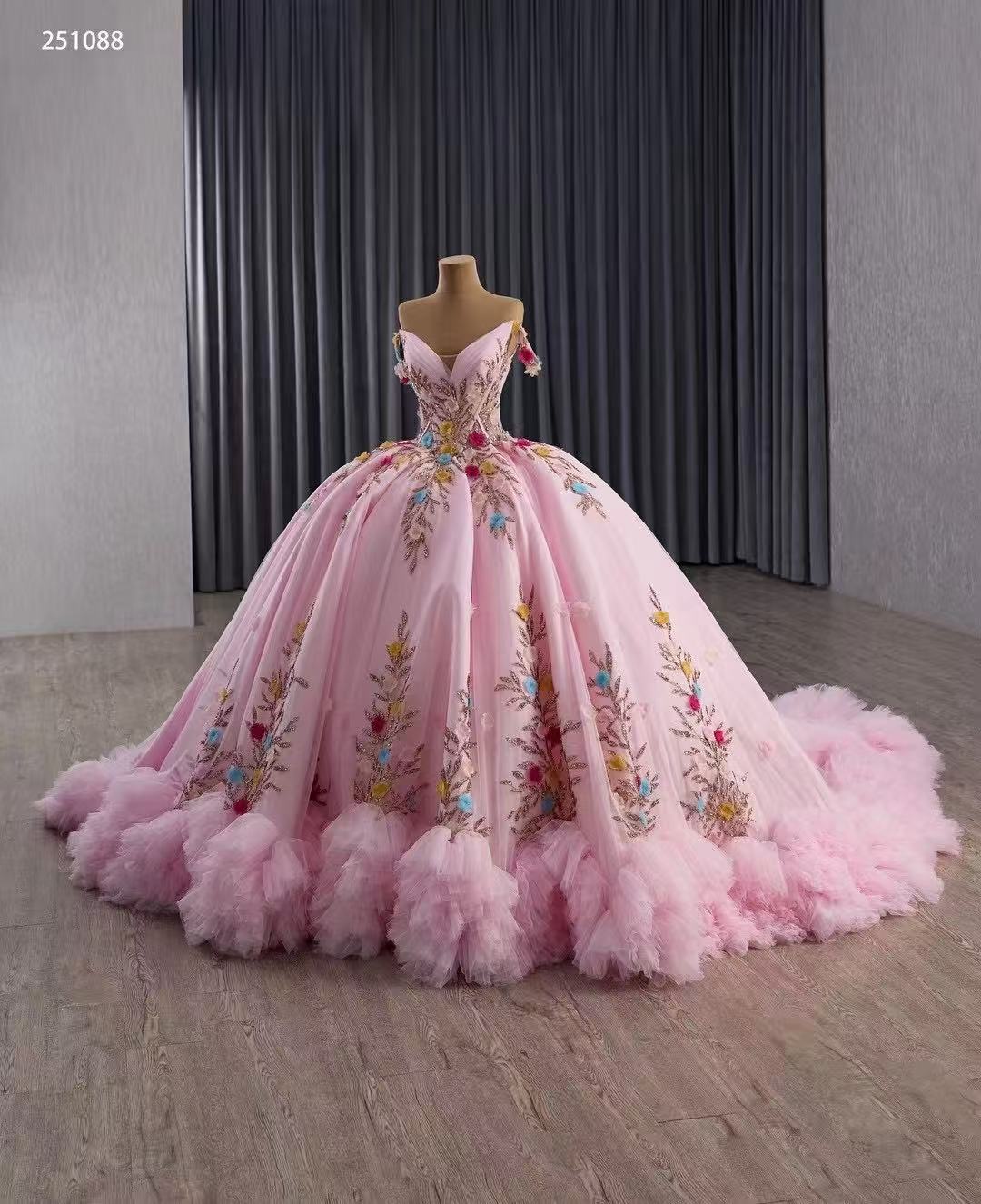 Luxury Off-the-shoulder Ball Gown With Beaded Long Prom Dress Quincess Dress 251088|Selinadress