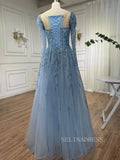 Luxury Scoop Long Sleeve Evening Gowns Beaded Formal Dresses LA71915|Selinadress