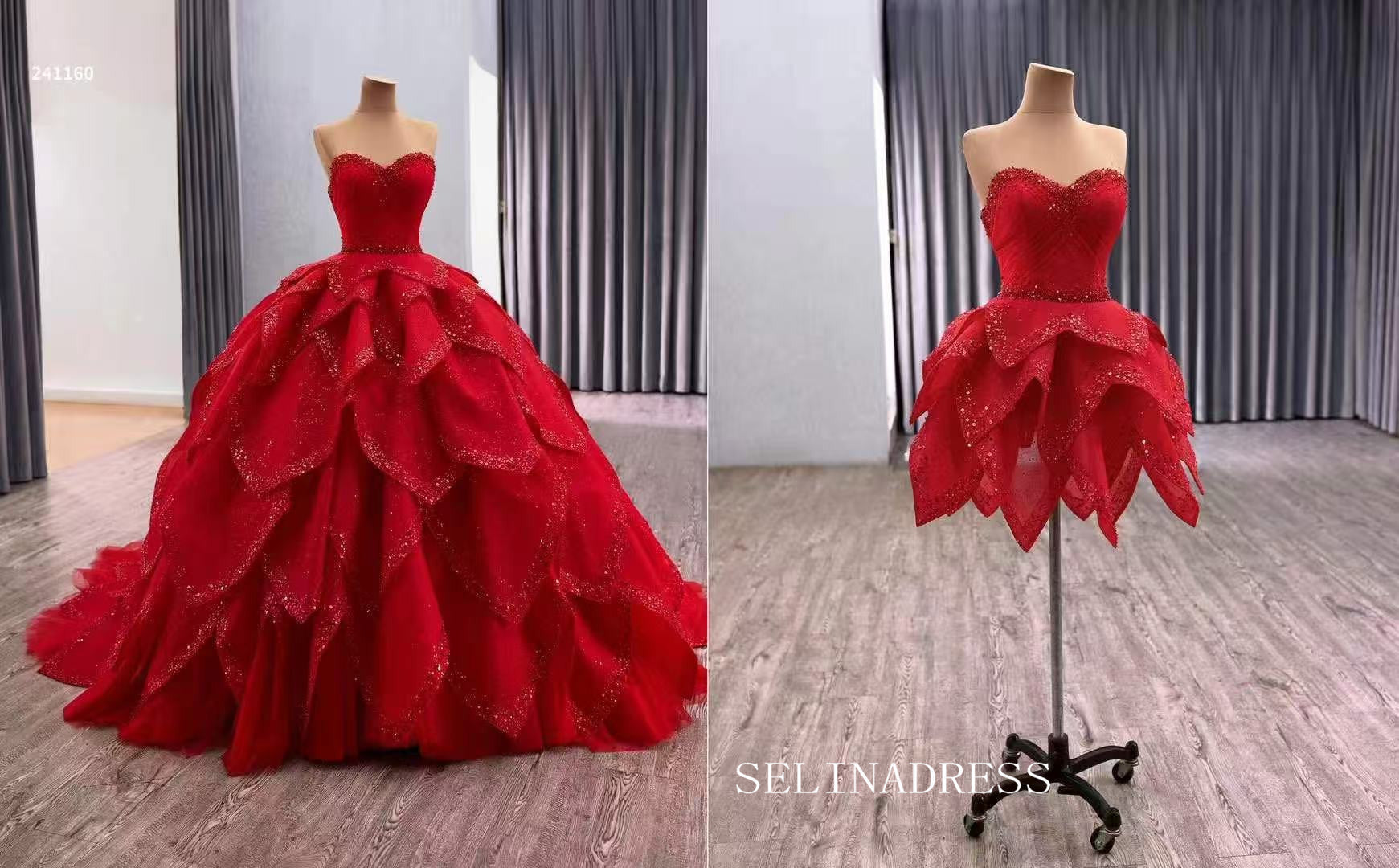 Luxury Sweetheart Pink Ball Gown Muti Layered Long Prom Dress Quincess Dress 241160|Selinadress