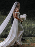 Mermaid Amazing Off-the-shoulder White Satin Wedding Dresses LKO006|Selinadress