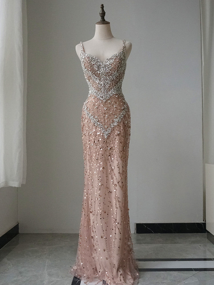 Mermaid Beaded Long Prom Dress Unique Evening Gowns CRN002|Selinadress