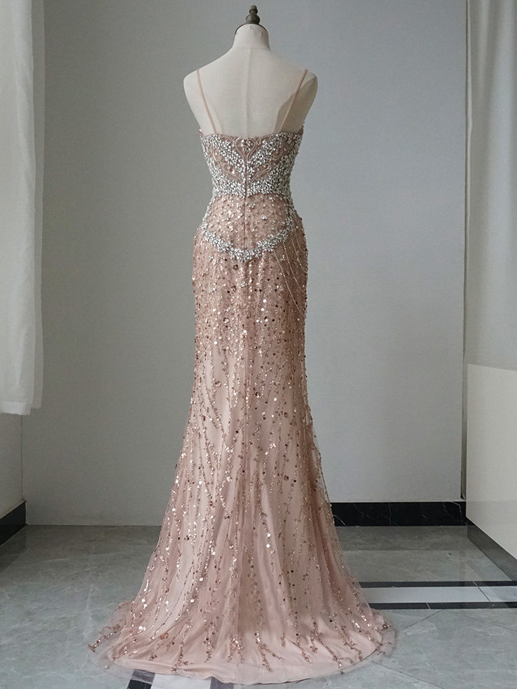 Mermaid Beaded Long Prom Dress Unique Evening Gowns CRN002|Selinadress