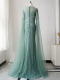 Mermaid Beaded Long Prom Dresses Luxury Silver Evening Gown Formal Dresses FUE003