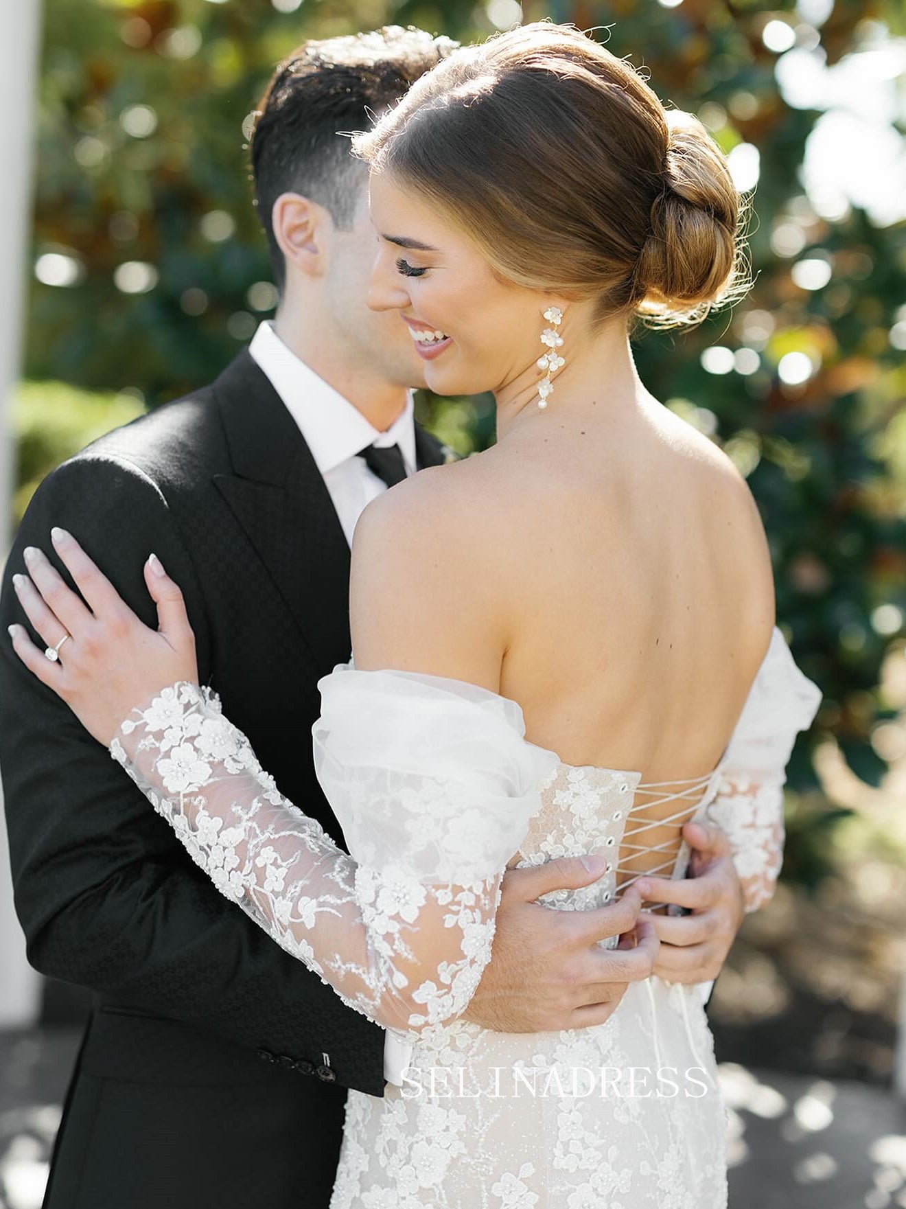 Mermaid Long Sleeve Wedding Dresses Gorgeous Lace Bridal Gown EVW001|Selinadress