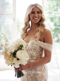 Mermaid Off-the-shoulder Rustic Flower Lace Wedding Dress Cheap Wedding Gowns EVW007|Selinadress
