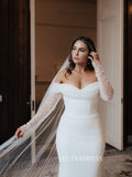 Mermaid Off-the-shoulder Sparkly Wedding Dress Long Sleeve Wedding Gowns EVW005|Selinadress