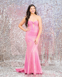 Mermaid Pink Shiny Sequins Pink Cheap Long Prom Dress lpk916|Selinadress