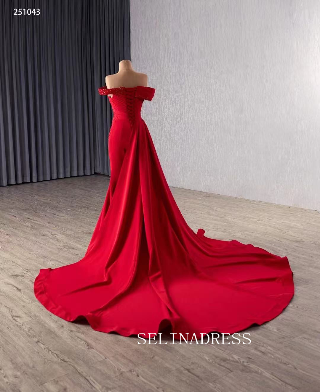 mermaid red wedding dresses Mermaid Red Long Prom Dress With Beads Wedding Dresses 251043 – SELINADRESS