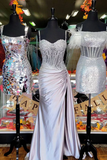 Mermaid Spaghetti Straps Sage Corset Prom Dress with Appliques sew1089|Selinadress