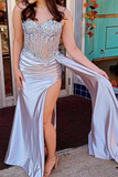 Mermaid Spaghetti Straps Sage Corset Prom Dress with Appliques sew1089