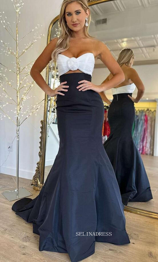 Mermaid Strapless Hot Pink Long Prom Dress Satin Evening Dress sew1039 SELINADRESS Mermaid Strapless Hot Pink Long Prom Dress Satin Evening Dress sew1039 SELINADRESS