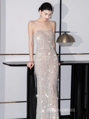 Mermaid Strapless Sparkly Sequins Beaded Long Prom Dresses Evening Dresses YY006|Selinadress