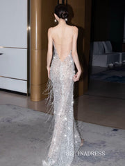 Mermaid Strapless Sparkly Sequins Beaded Long Prom Dresses Evening Dresses YY006|Selinadress