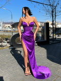 Mermaid Strapless V neck Cheap Long Prom Dress With Slit SEW12012|Selinadress