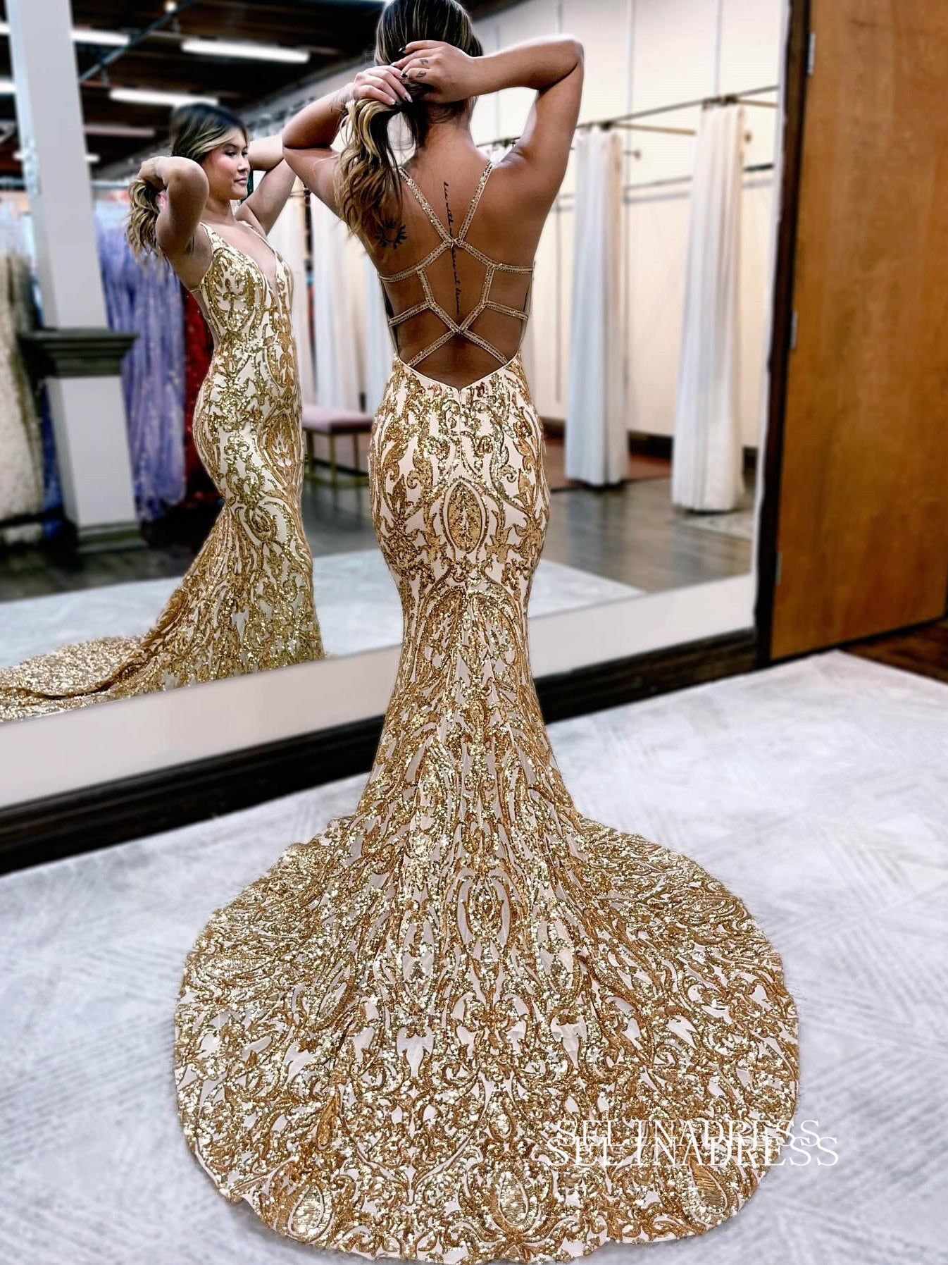 Mermaid Straps Long Prom Dress Sparkly Evening Dress EWR465 Mermaid Straps Long Prom Dress Sparkly Evening Dress EWR465