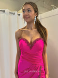 Mermaid Sweetheart Beaded Fuchsia Long Prom Dress With Slit sew1093|Selinadress