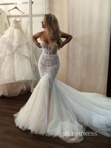 Mermaid Sweetheart Rustic Lace Wedding Dress Cheap Bridal Dresses #KOP090|Selinadress