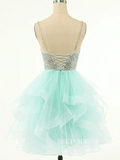 Mint Green Beaded Layered Tulle Homecoming Dress SEA011|Selinadress