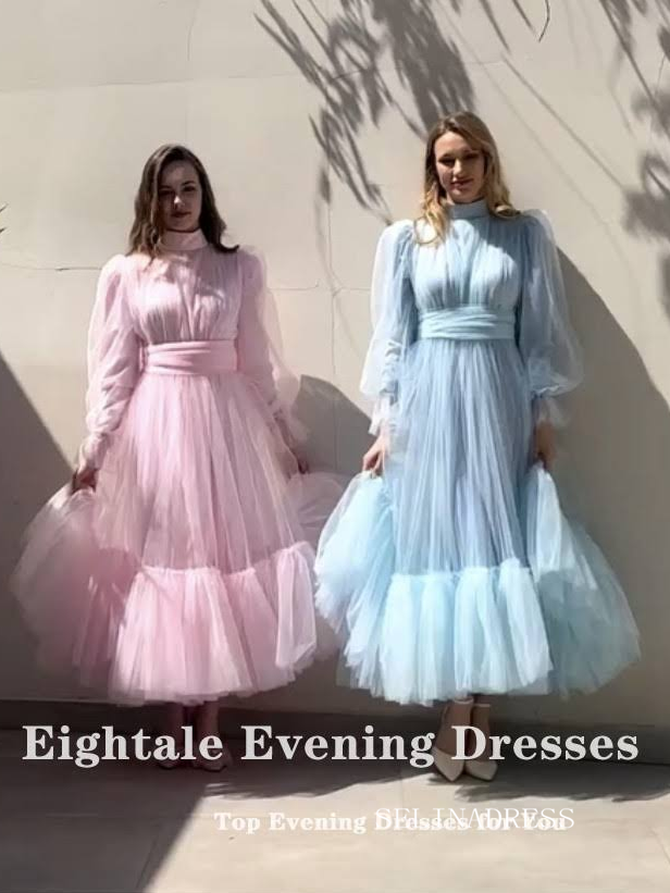 Modest Saudi Arabia Prom Dresses Ankle Length Tulle Puffy Long Sleeves SELINADRESS Modest Saudi Arabia Prom Dresses Ankle Length Tulle Puffy Long Sleeves SELINADRESS