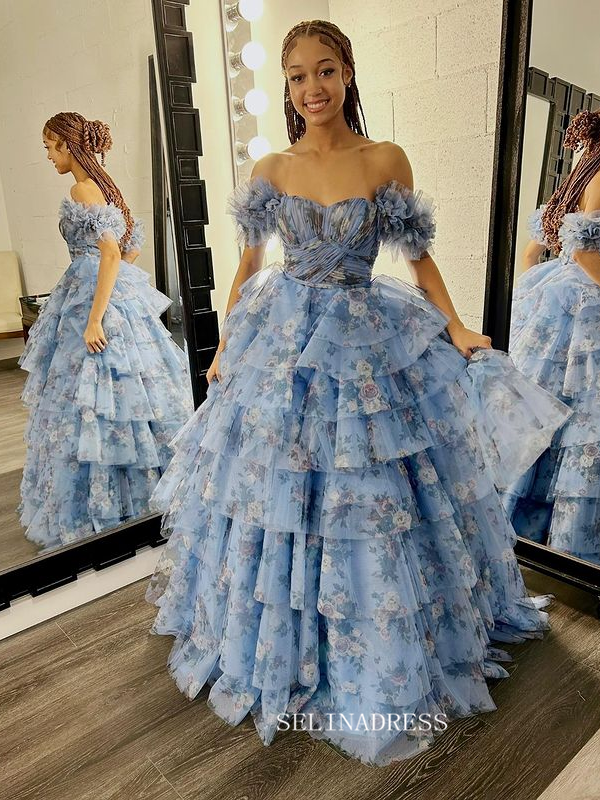 lavender formal dress with sleeves Chic Elegant A-line Off-the-shoulder Beautiful Long Prom Dresses Laven – SELINADRESS