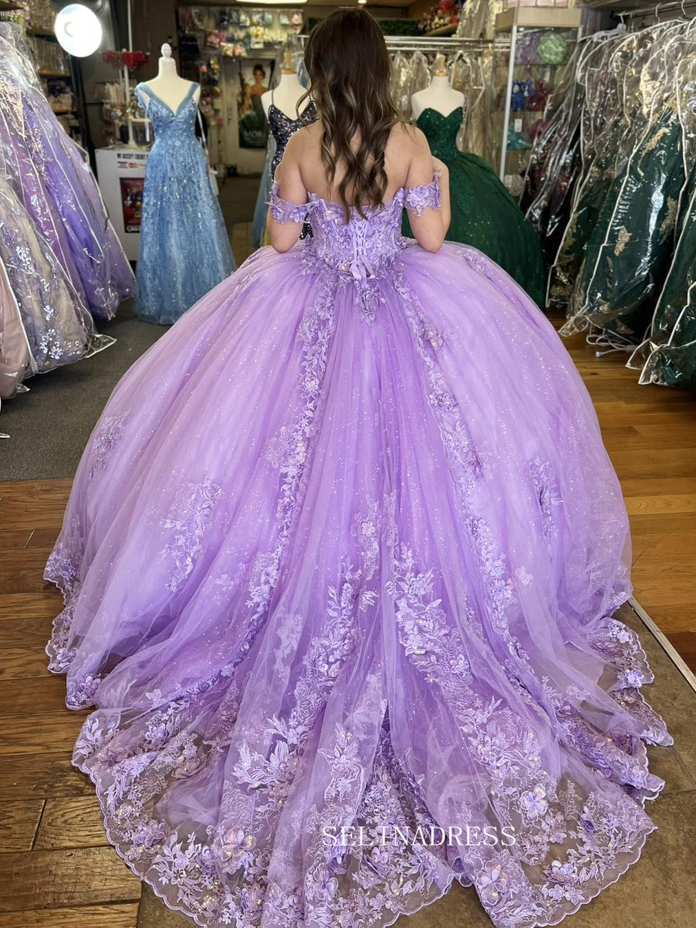 purple wedding dress with train Lavender Purple Lace Tulle Mermaid Wedding Gown with Cap Sleeves