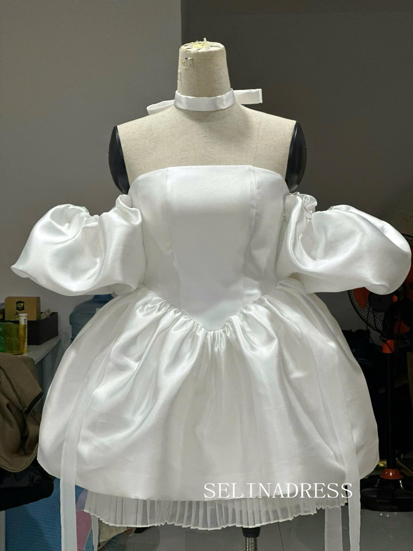 Off-Shoulder Puff Sleeve Ball Gown Mini Dress PHJ008|Selinadress