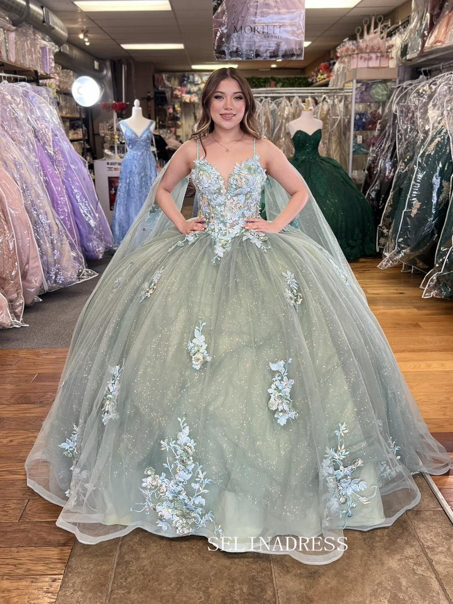 Off-the-shoulder Embroidery Ball Gown Princess Sage Formal Gowns Eveni SELINADRESS Off-the-shoulder Embroidery Ball Gown Princess Sage Formal Gowns Eveni SELINADRESS