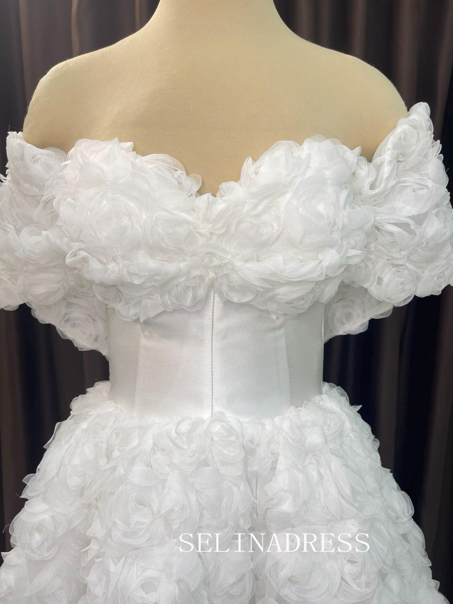 Off-the-Shoulder Floral Ruffle Mini Dress # PHJ004|Selinadress