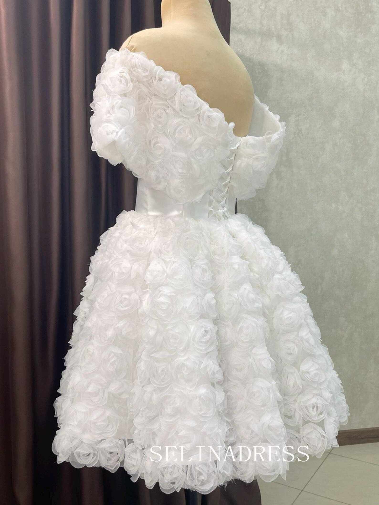Off-the-Shoulder Floral Ruffle Mini Dress # PHJ004|Selinadress