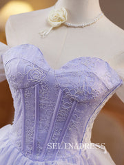 Off-the-shoulder Lilac Tulle Homecoming Dress Cute Cocktail  Dresses #ABC009