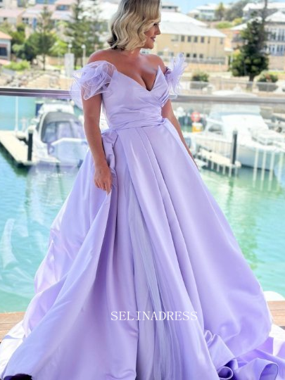 Off-the-shoulder Lilac Wedding Guest Dresses Cheap Bridal Dresses EWR9 – SELINADRESS Off-the-shoulder Lilac Wedding Guest Dresses Cheap Bridal Dresses EWR9 – SELINADRESS