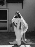 Off-the-shoulder Mermaid White Wedding Dress Hand made flower Satin Wedding Gowns EVW004