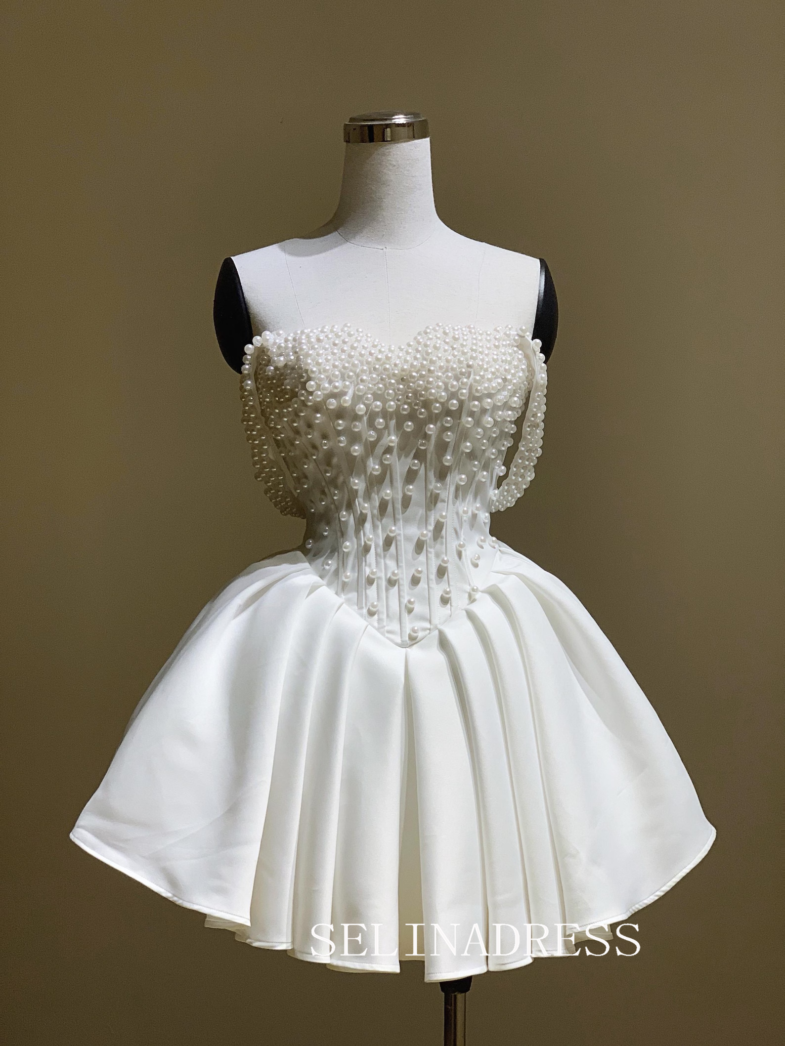 Off The Shoulder Mini Wedding Dress Short Elopement Drress Corset Prom Dress # PHJ001|Selinadress