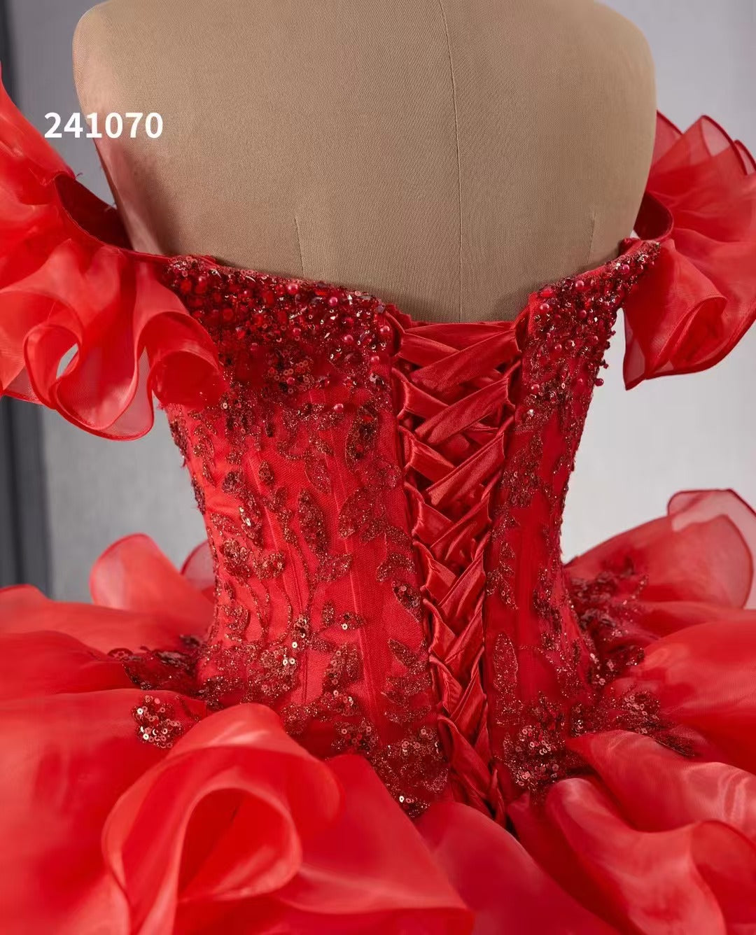 red ruffle wedding dress 12 Amazing Blood Red Wedding Dresses