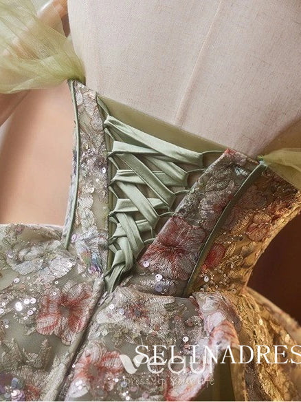 Off-the-shoulder Sage Floral Cocktail Dress Cute Homecoming Dresses #ABC003|Selinadress