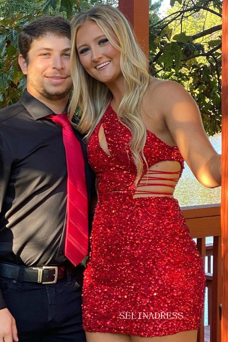 One Shoulder Sequin Mini Homecoming Dresses Hoco Dress #EWR552 SELINADRESS One Shoulder Sequin Mini Homecoming Dresses Hoco Dress #EWR552 SELINADRESS