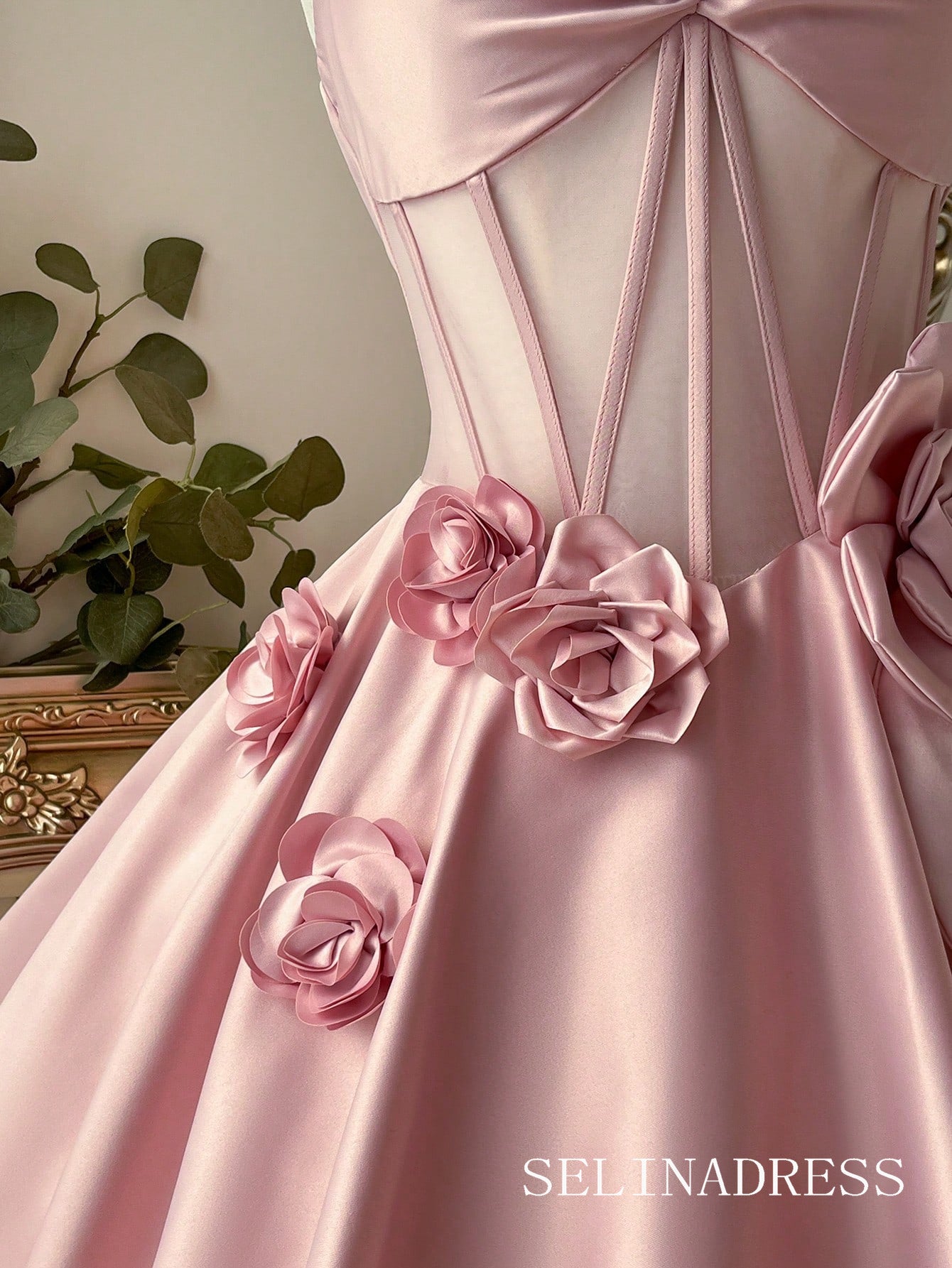 Pink A-line Sweetheart Satin Bow Homecoming Dress TTL003|Selinadress