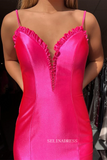 Pink Lace-Up Back Ruffle Mermaid Long Prom Dress with Slit SEW1045|Selinadress