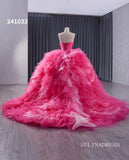 Pink Ruffles Wedding Dress Removable Overskirt Quinceanera Dress 241033|Selinadress
