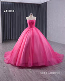 Pink Ruffles Wedding Dress Removable Overskirt Quinceanera Dress 241033|Selinadress