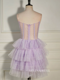 Pleated Multi-Layers Lilac Tulle Homecoming Dress with Polka Dot SEA007|Selinadress