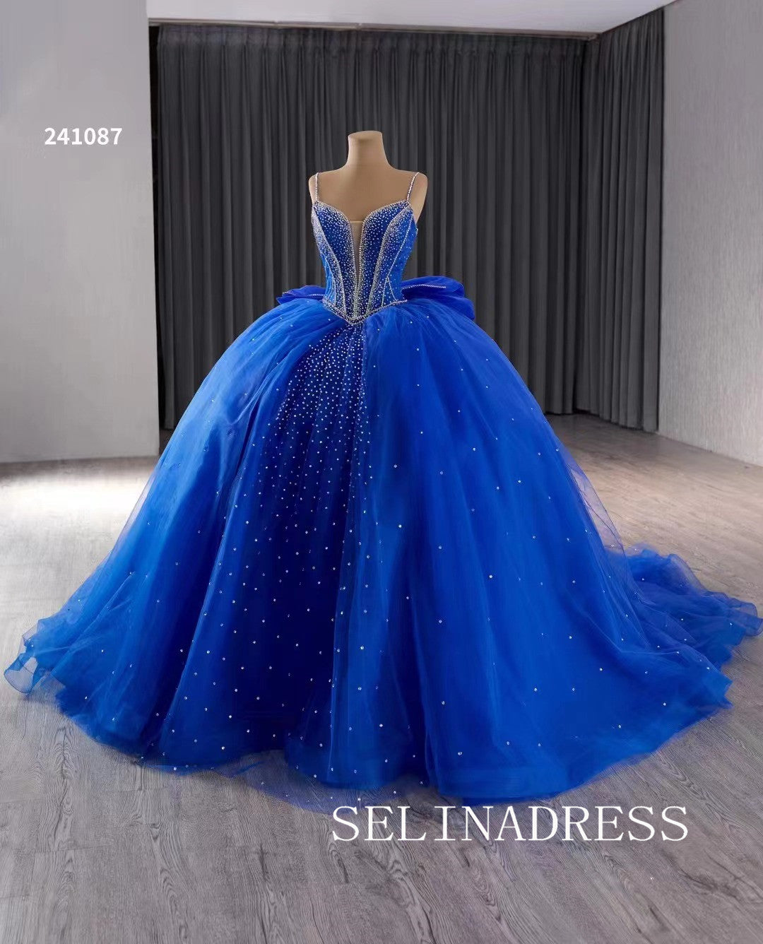 Royal Blue Beaded Wedding Dresses Spaghetti Straps Quinceanera Dress W SELINADRESS Royal Blue Beaded Wedding Dresses Spaghetti Straps Quinceanera Dress W SELINADRESS