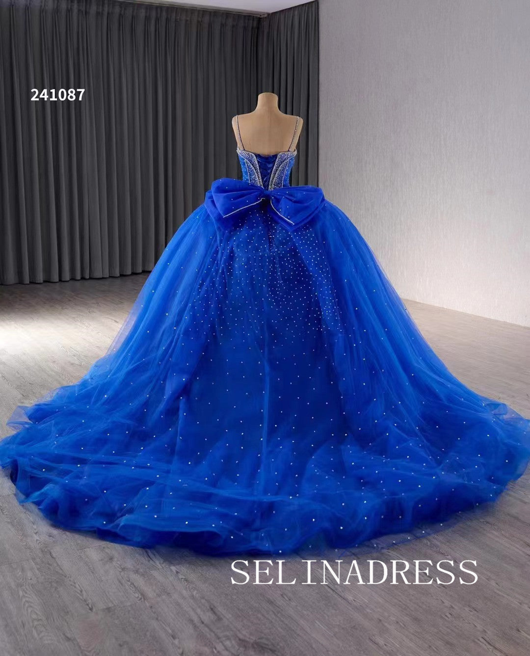 Royal Blue Beaded Wedding Dresses Spaghetti Straps Quinceanera Dress W SELINADRESS Royal Blue Beaded Wedding Dresses Spaghetti Straps Quinceanera Dress W SELINADRESS
