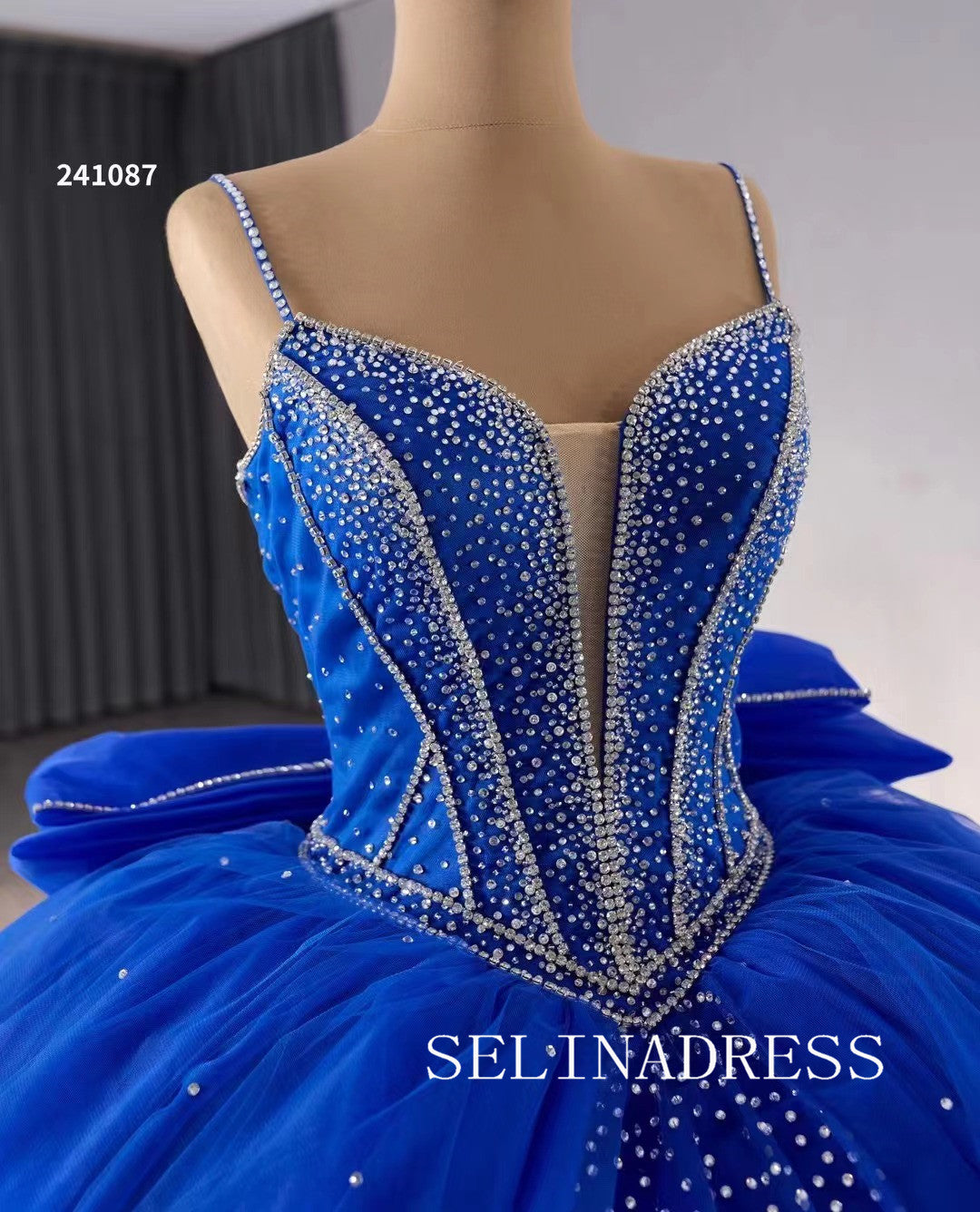 Royal Blue Beaded Wedding Dresses Spaghetti Straps Quinceanera Dress W SELINADRESS Royal Blue Beaded Wedding Dresses Spaghetti Straps Quinceanera Dress W SELINADRESS