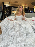 Rustic Long Sleeve Lace Wedding Dress Bridal Gowns lps008