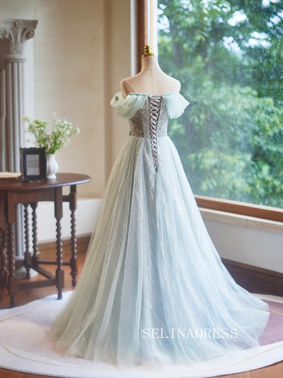 Thigh Split Sky Blue Rustic Wedding Dresses Prom Dress Beach Wedding Gown with Court Train SE009|Selinadress SELINADRESS Thigh Split Sky Blue Rustic Wedding Dresses Prom Dress Beach Wedding Gown with Court Train SE009|Selinadress SELINADRESS
