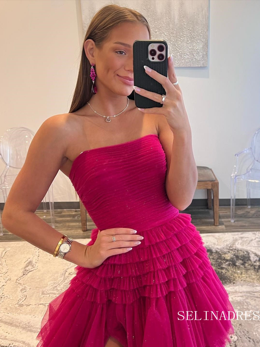 Gorgeous Frill Layered Gown Long Prom Dress With Ruffles Slit Evening SELINADRESS Gorgeous Frill Layered Gown Long Prom Dress With Ruffles Slit Evening SELINADRESS